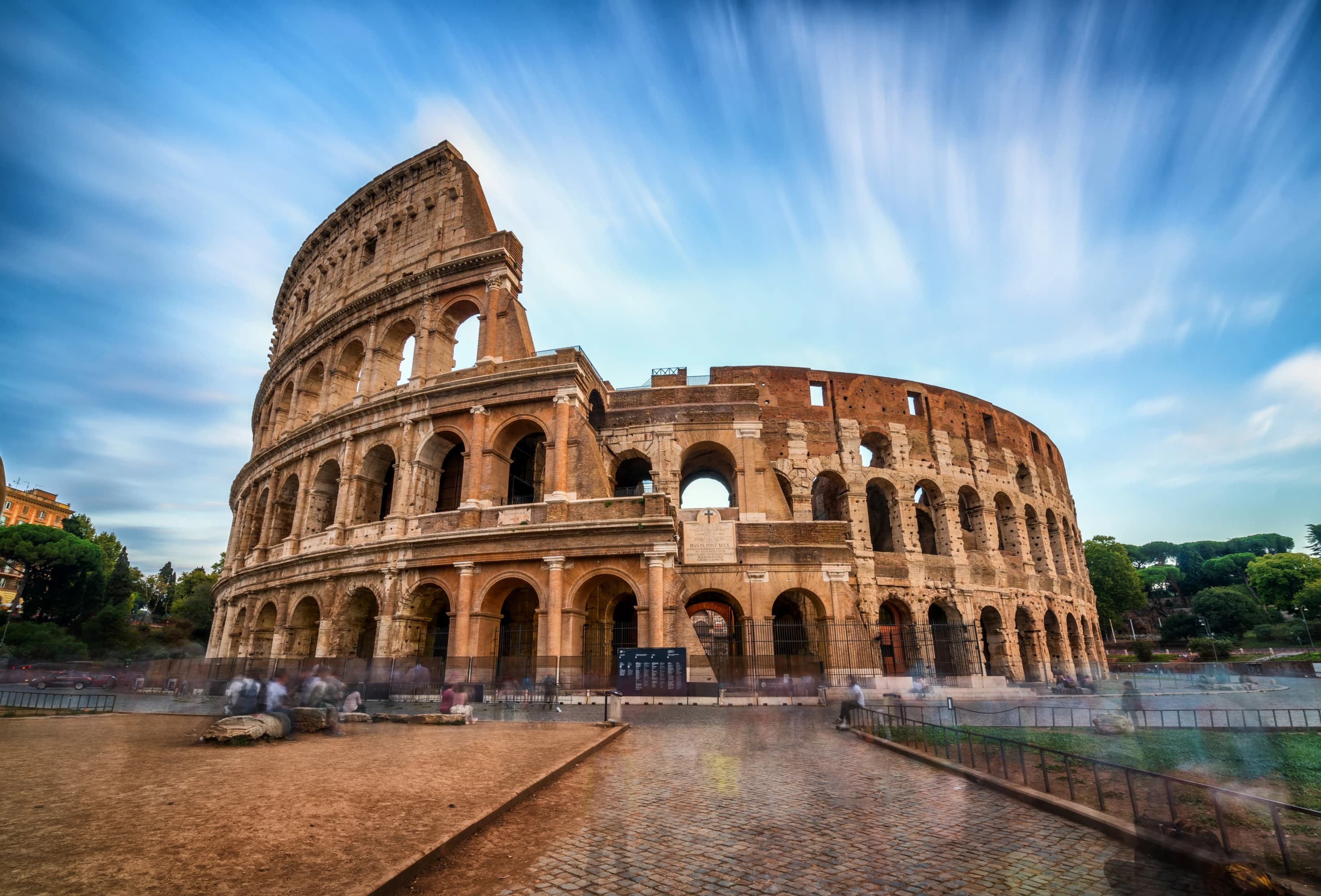 Rome reflected in water under a clear sky