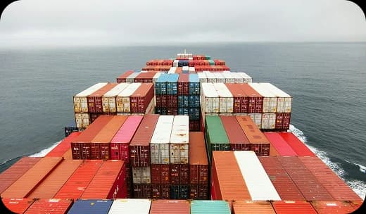 Container ship deck stacked with freight containers